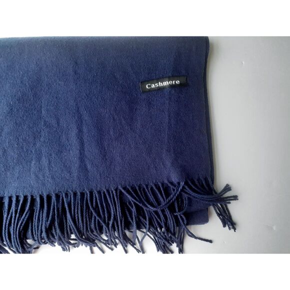 Cashmere Label Shawl Wrap Multi Functional Scarf in Midnight Blue 74" L - Picture 5 of 7